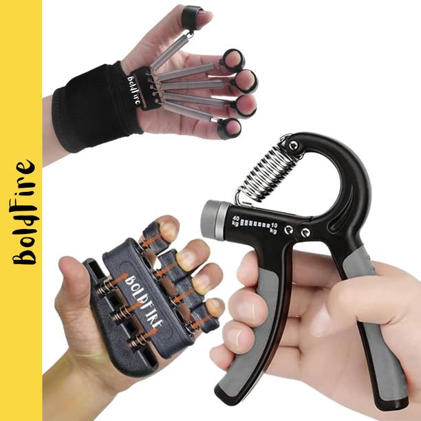 BoldFire Combo Pack of3 Premium Metal Finger Gripper Strength Trainer Forearm Exerciser Fitness Accessory Kit Kit