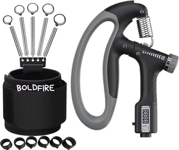 BoldFire Counter D-Shape Hand Grip Strengthener with Resistance Metal Springs (Pack of2) Hand Grip/Fitness Grip