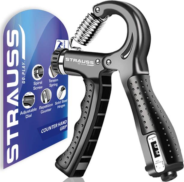 Strauss Adjustable Strengthener With Counter | Gripper | Exerciser Hand Grip/Fitness Grip