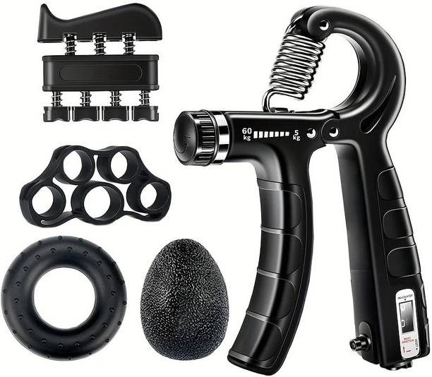 Shopeleven 5Pcs Set Fingers Trainer Stretching Band, Ball, Ring, Exercise, Decompression Hand Grip/Fitness Grip