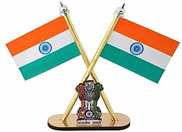 RONAK Hindustan Tiranga National Indian Flag Double Sided Cross Design Stand Double Sided Wind Outdoor Flag