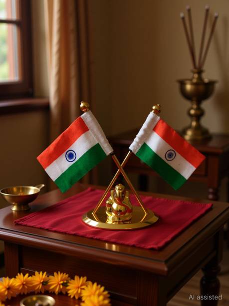INDIAN FLAG Car Dashboard Flag 5.1 cm x 7.6 cm by Chamunda Enterprise