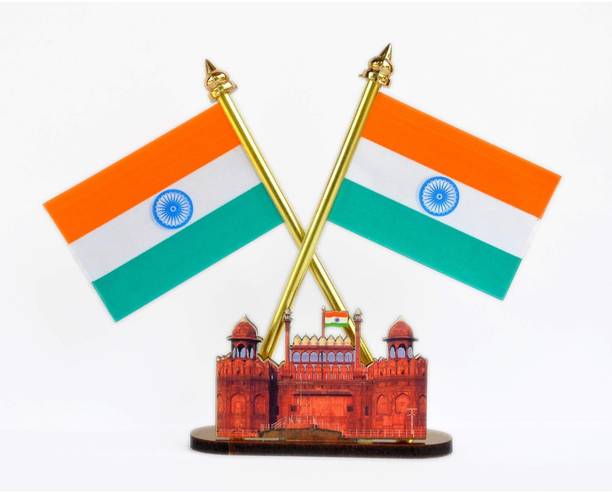 He and She SHOPPING Indian flag with Red fort for car dashboard Rectangle Car Dashboard Flag