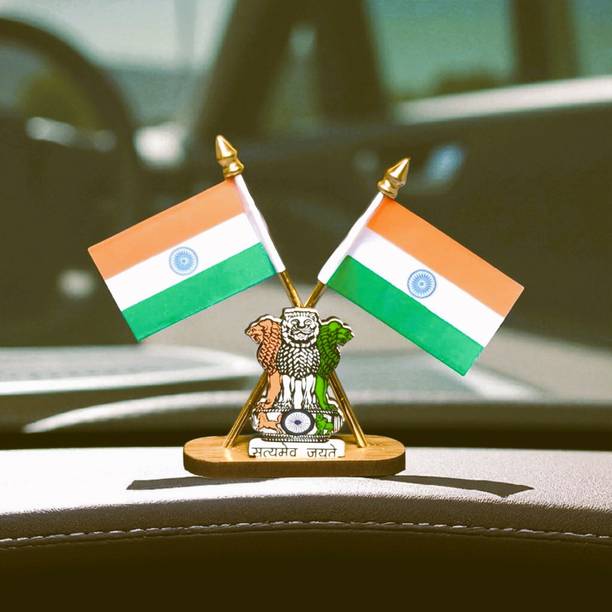 himansh expo indian flag Satyameva Jayate Double Sided Wind Car Dashboard Flag