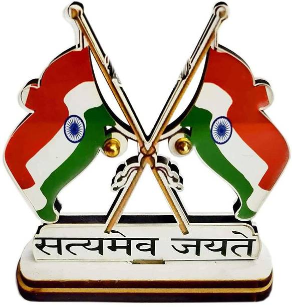 Feelitson Satyamev Jayate Indian Flag For Study Table Home & Office Multicolor 1Pcs Double Sided Wind Car Dashboard Flag