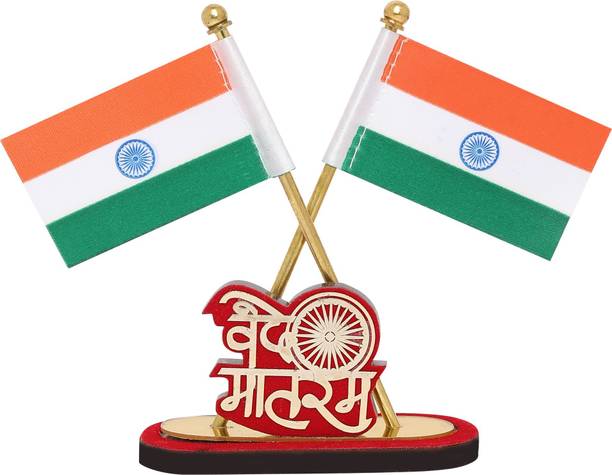 VOILA Indian National Flags For Car Dashboard Decoration Triangle Car Dashboard Flag