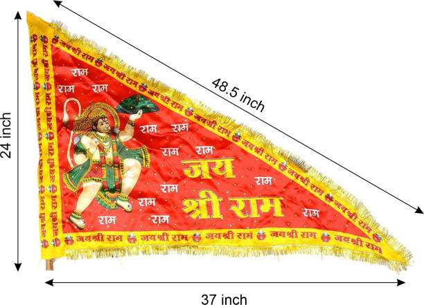 DOKCHAN Jai Shree Ram Hanuman Printed Flag Triangle Outdoor Flag Flag