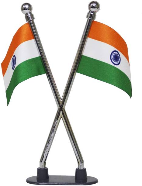 The Flag Shop Indian Miniature Car Dashboard Flags with an ABS X-Staff & Nano Base Chrome Rectangle Table Miniature Flag