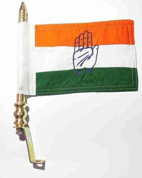 SRPHERE Congress Party Flag with Golden Metal Rod Rectangle Car Window Flag