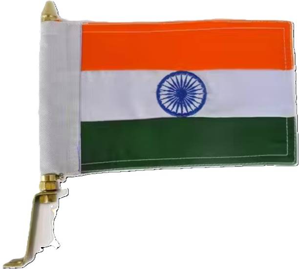 ENEMYT Indian (national) metal flag with golden metal rod for car dashboard car bonnet Rectangle Car Window Flag