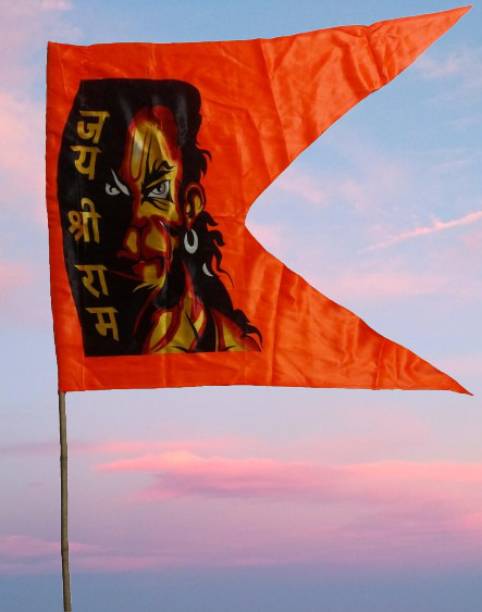 Firebees HANUMAN JIBhagwa flag ,Jai Shree Ram Printed Flag Rectangle Outdoor Flag Flag