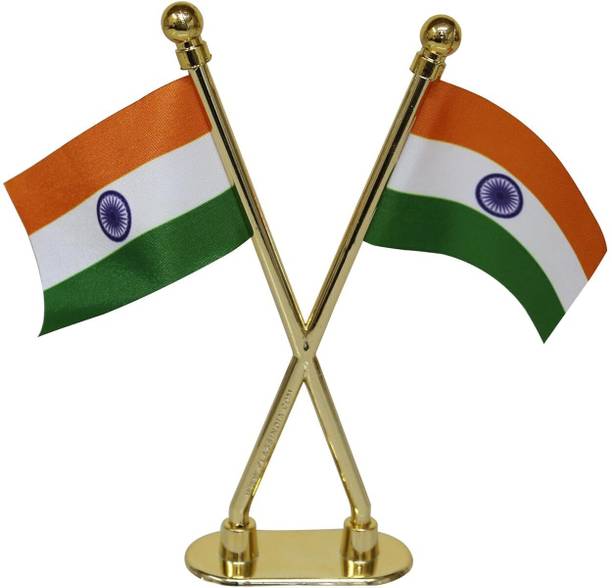 The Flag Shop Indian Miniature Car Dashboard Flags with an ABS X-Staff & Nano Gold Rectangle Car Dashboard Flag