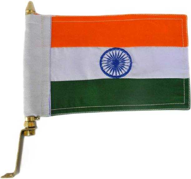SRPHERE Indian (national) metal flag with golden metal rod for car dashboard car bonnet Rectangle Car Window Flag