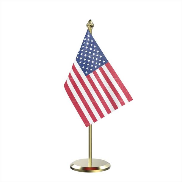 The Flag Company USA Table Flag With Brass Base And Brass Pole Rectangle Table Miniature Flag