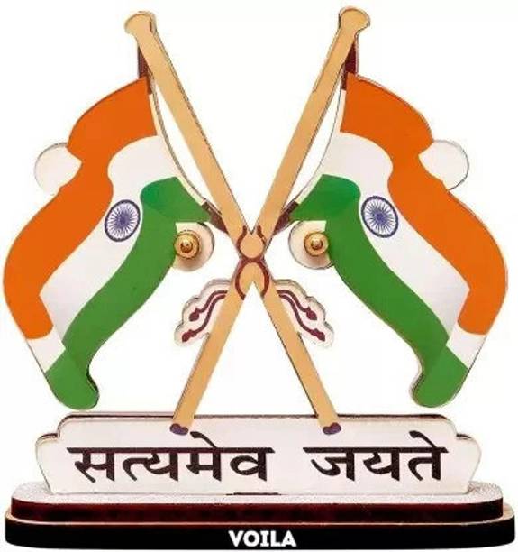 VOILA Indian National Flags For Car Dashboard Decoration Triangle Car Dashboard Flag