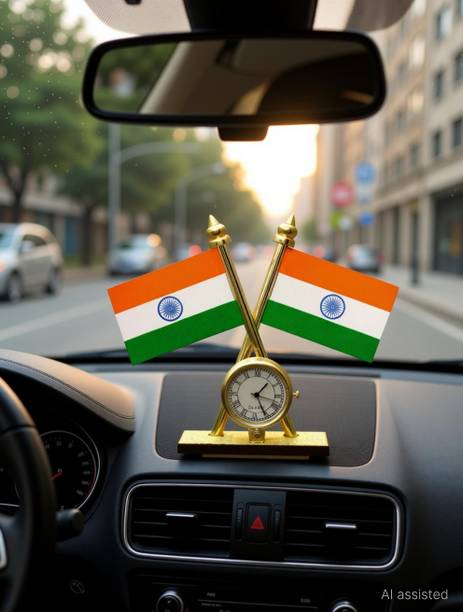 Indian National Flag Car Dashboard Flag 15.2 cm x 15.2 cm by Tarido