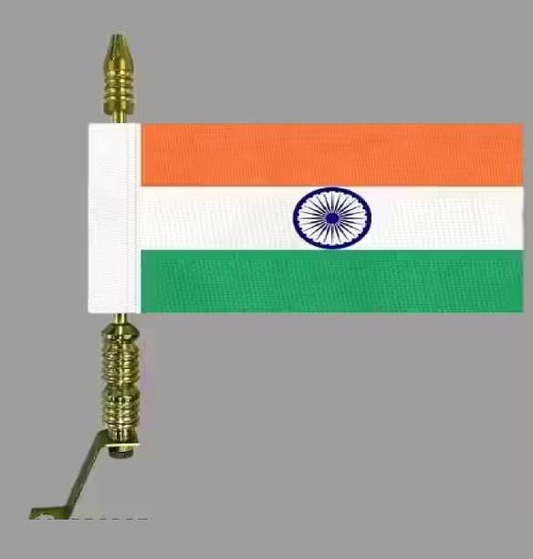 SRPHERE Indian Flag with Flag Rod for Bonnet Universal For Car Rectangle Car Window Flag