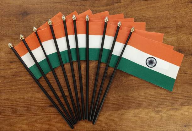 The Flag Company The Flag Company Indian Hand Flags | 10 x 15 cm | Pack of 10 Mini Flags Rectangle Hand Flag