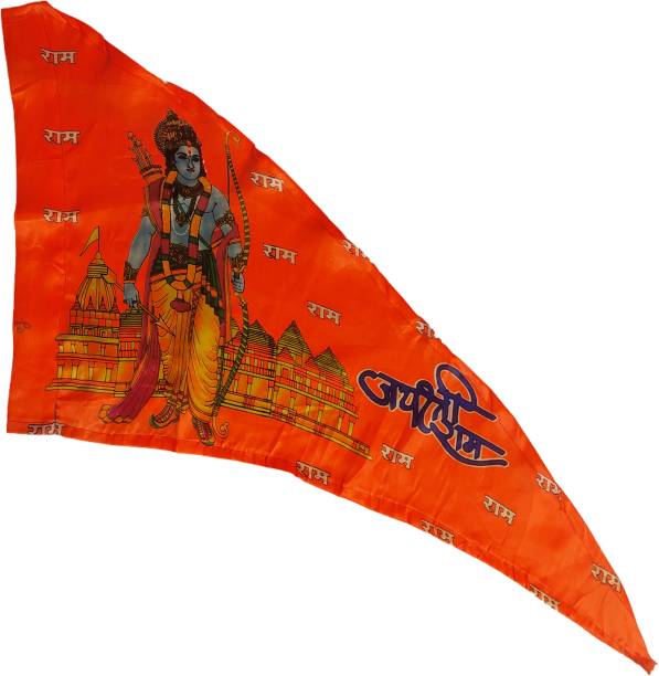Firebees Flying Bhagwa Jai Shree Ram Printed Flag Triangle Outdoor Flag Flag