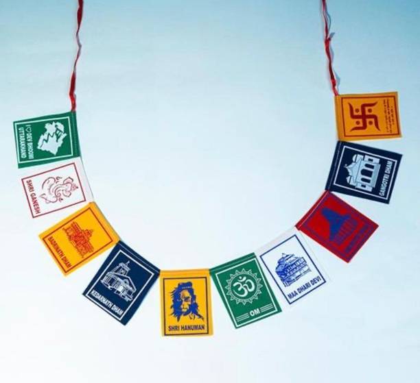 Uttarakhand Handicrafts Hindu Religious Prayer Flag (Bike flag Small Size) Square Outdoor Flag