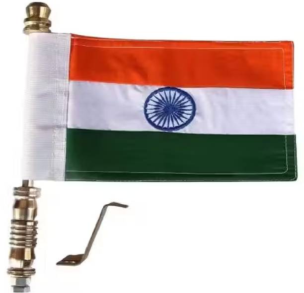 SRPHERE Indian (national) metal flag with golden metal rod for car dashboard car bonnet Rectangle Car Window Flag