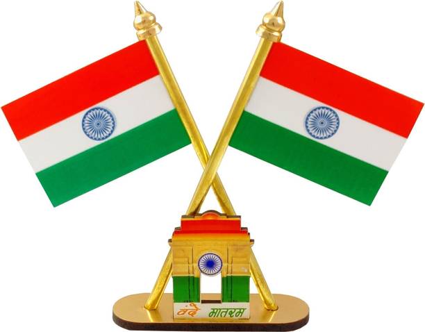 KIING Indian flag with vande matram for car dashboard and office table Double Sided Wind Car Dashboard Flag