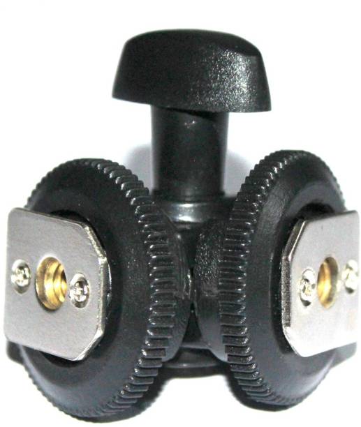 SHOPEE Adjustable Swivel Dual Cold Hot Shoe Mount 1/4" Screw Adapter For Led Light Flash Shoe Adapter