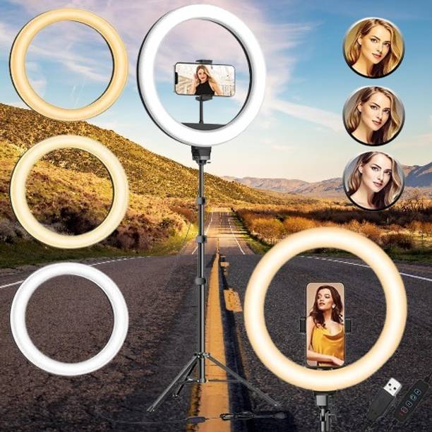 Hokti LED Ring Light with Tripod Stand (260mm / 10 Inch, 10W) Flash