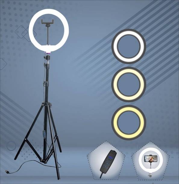 SHINEON 10 “ LED Ring Light with stand 7ft Tripod for live video Stream Phone Holder Flash