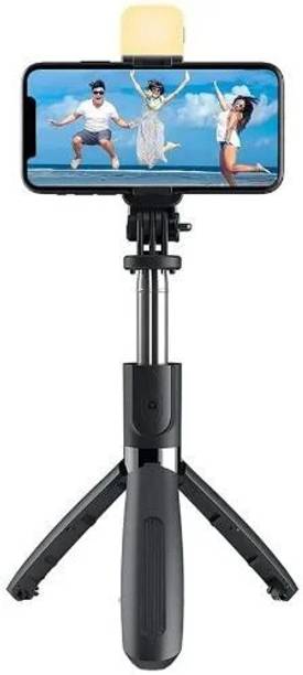 SHAH ENTERPRISES R1S Bluetooth Selfie Stick with Remote and LED Selfie Light Flash
