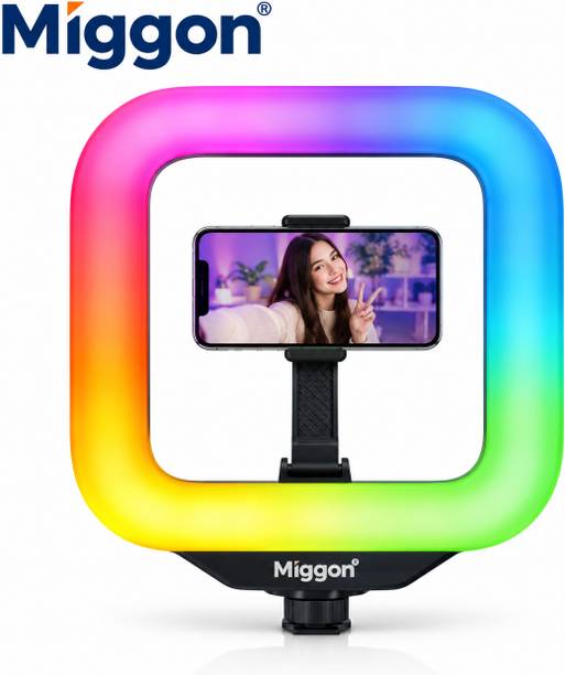 Miggon RGB Ring Fill Light with Phone Holder, 16 Colors, 2000mAh Battery Flash