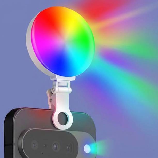 Worricow LED Light Round shape RGB Video Light with Phone Light Clip Camera LED Light Flash