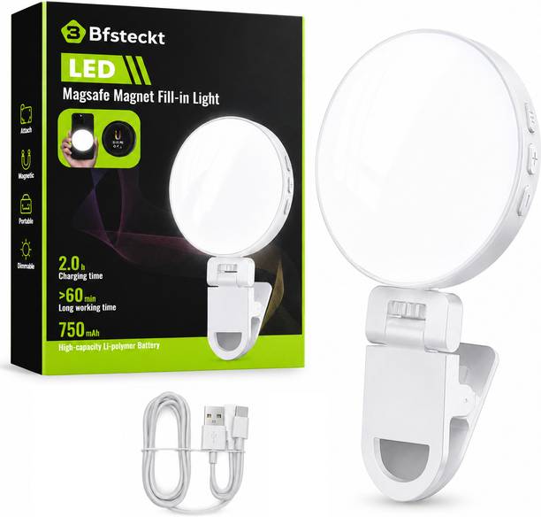 BfsTeckt Portable Magnetic Selfie Light for Phone, 3 Color Modes, USB Rechargeable (80) Flash