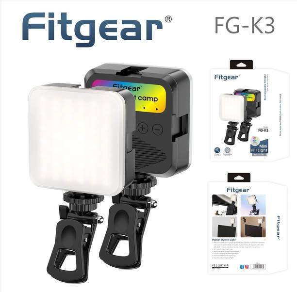 Fitgear FG-K3 SelfieLight Rechargeable 2000mAh Battery Portable Mini Clip LED VideoLight Flash