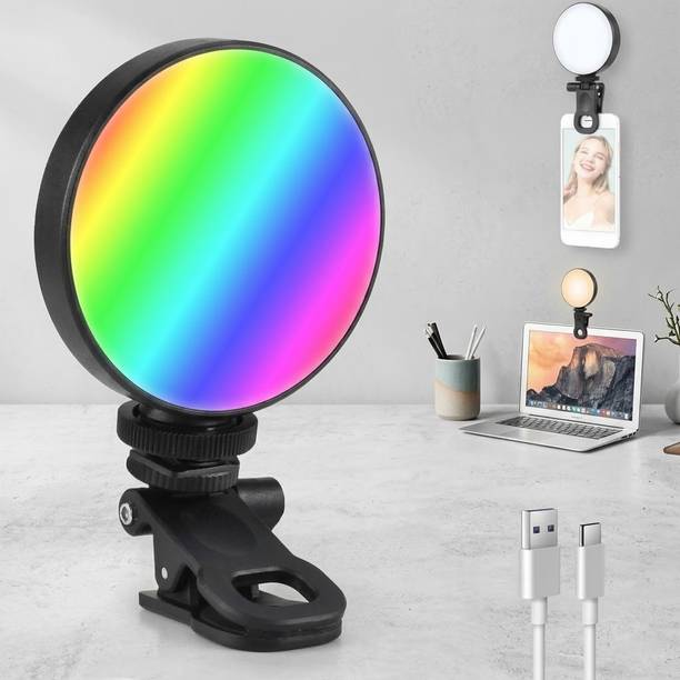 Worricow Buy Round shape RGB Video Light Compatible & Rechargeable Portable Light Flash