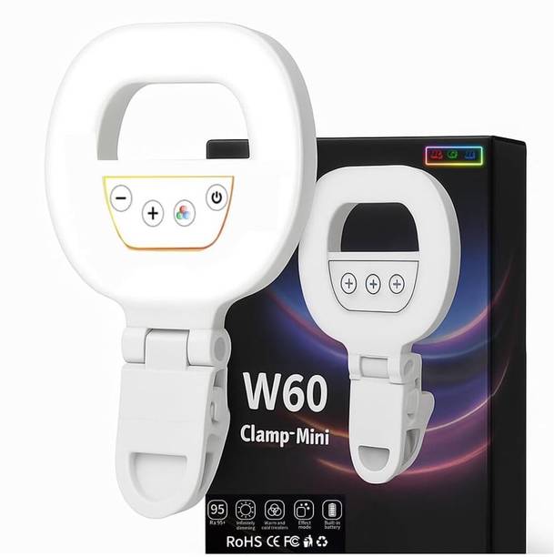 FITRIC Clip On Selfie Light for Phone 3 Mode LED Fill Light Rechargeable Flash