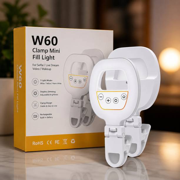 Monrix W60 Mini Selfie Fill Light Clip On Rechargeable LED Ring Light for Phone Flash