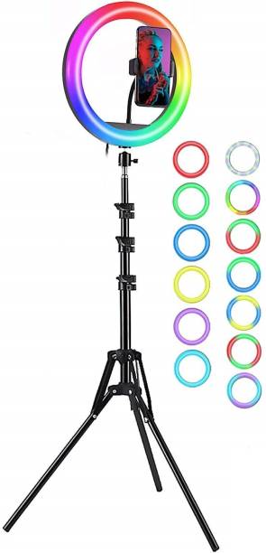 Meraki Wonder Ring Light - LED 12 inch RGB Ring Light with Tripod Stand & Phone Holder for Live Streaming & YouTube Video, Dimmable Desk Makeup Ring Light Ring Flash