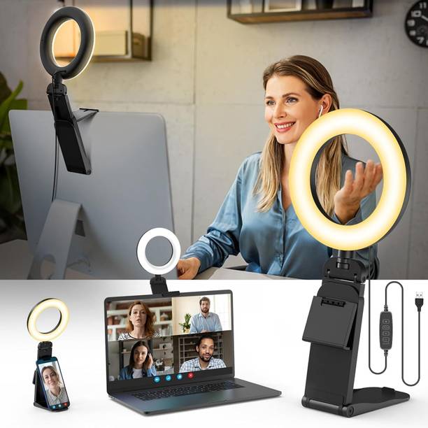 Clefairy Portable Ring Light for Video Calls, Small LED Lighting Kit for Zoom Meetings Ring Flash