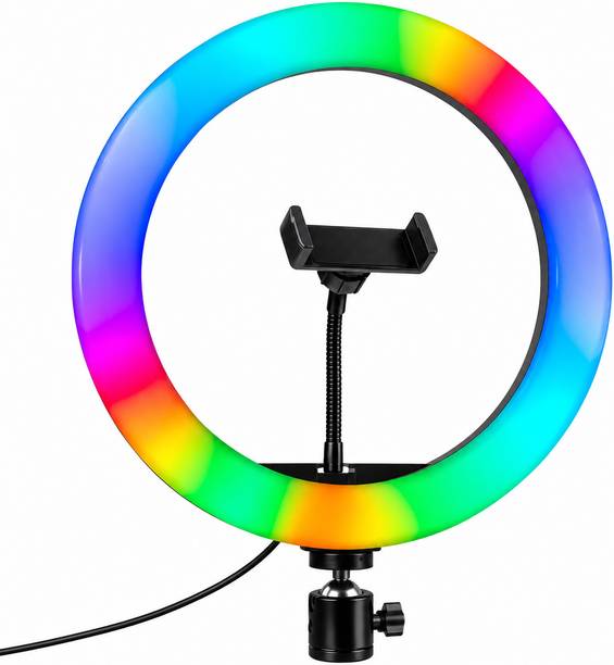 pandzipp RGB 10 Inch Ring Light Colorful Professional Dimmable Studio Light for Vloging Ring Flash