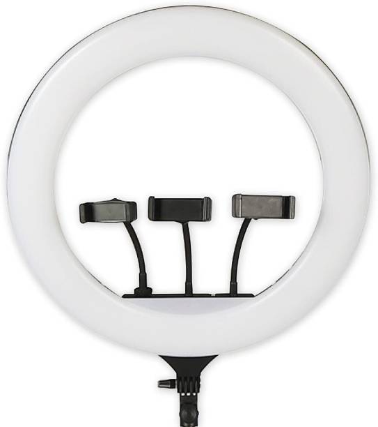 GADGETSWAY 46 CM (18 inch) Big LED Ring Light with 3 Holder Dimmable Lighting Ring Flash
