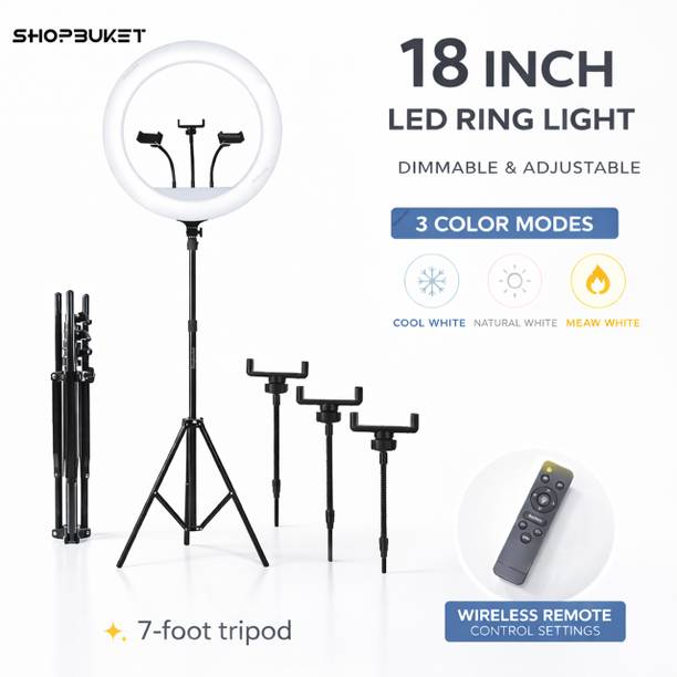 SB 18 Inch LED Ring Light Remote Control with 7 Ft Stand for Video, Reel, Youtube Ring Flash