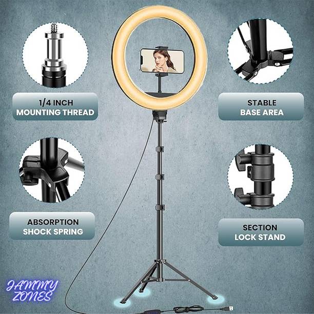 JAMMY ZONES 10"LED Ring Light with 7Ft Adjustable Tripod 3 Modes, Dimmable Brightness Z100 Ring Flash