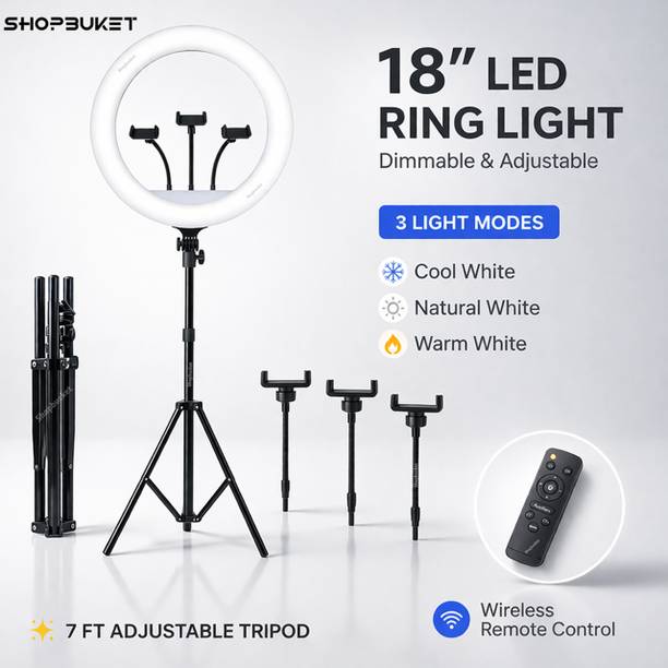 shopbucket 18 Inch Ring Light with 7 Ft Steel Stand for Studio Lighting Ring Flash
