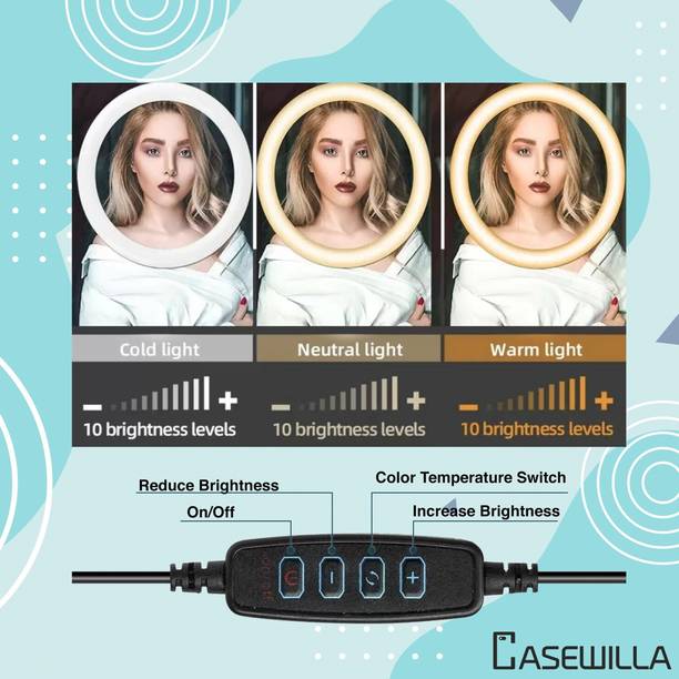 Casewilla Big LED Selfie Ring Light 10 inch with Tripod Stand 7 Ft | 3 mode Ring Flash