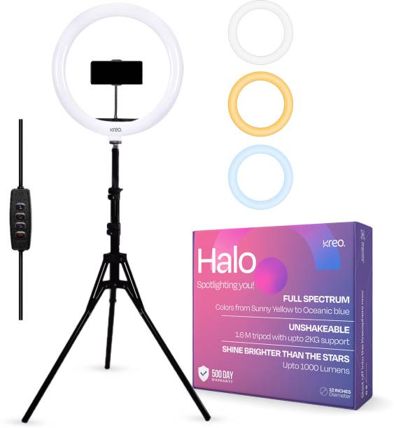 Kreo Halo 12 Inch Ring Light With Tripod, Reels Set, 3 Modes, Video Maker Ring Flash