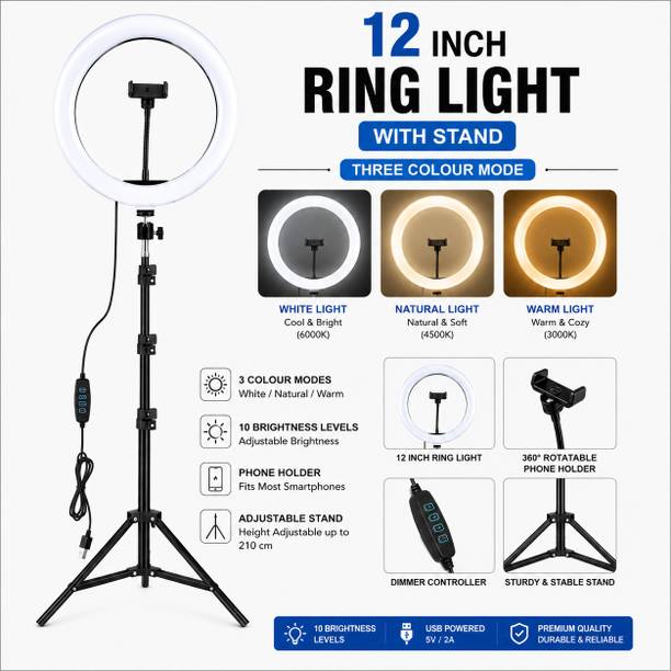 Flipkart SmartBuy Professional 12 Inch Ring Light with 3 Colour Modes & Brightness Control Ring Flash