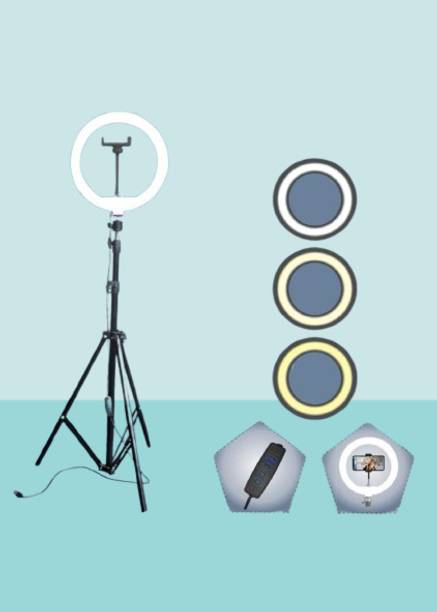 ZAXART 10 inch Selfie LED Ring Light, phone Holder, 7Feet Long Stand,360'5m long collar Ring Flash