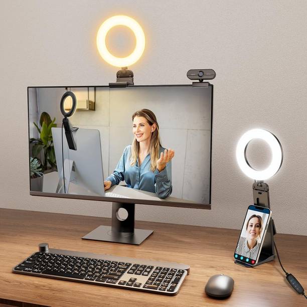 Clefairy Desk Ring Light with Stand, LED Ring Light for Laptop Monitor Ring Flash