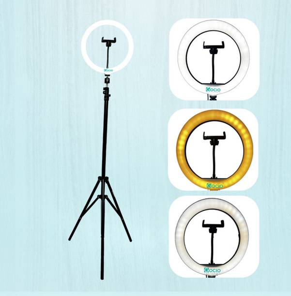GOCIO 10 Ich Selfie LED Ring Light with Tripod Stand video Streaming Phone Holder Ring Flash